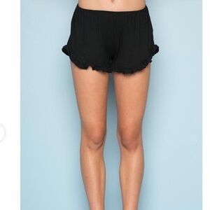 Brandy Melville Women's Black ruffle hem Shorts O/S